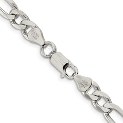 Rhodium-plated Silver 6.5mm Figaro Chain