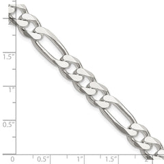 Rhodium-plated Silver 7.75mm Figaro Chain