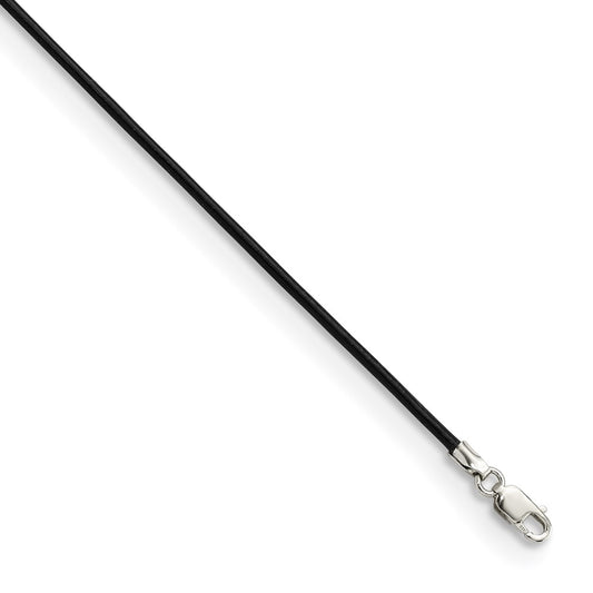 Sterling Silver 1.5mm Black Leather Cord Necklace