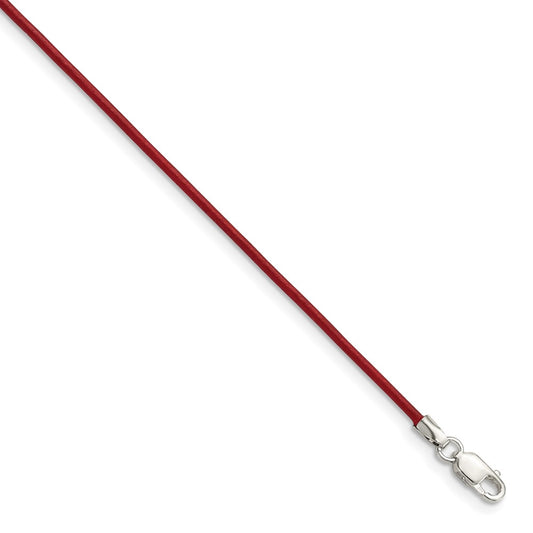 Sterling Silver 1.5mm Poppy Leather Cord Necklace