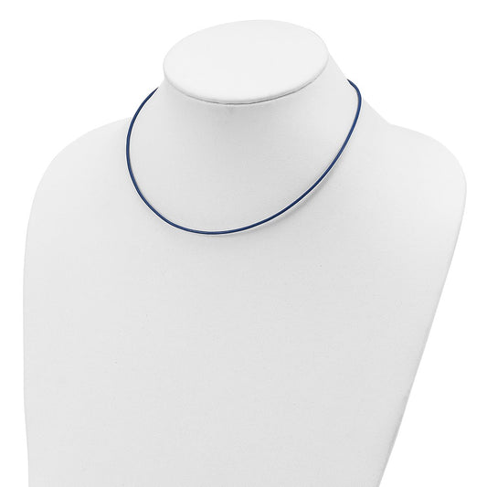 Collar de cordón de cuero azul real de 1,5 mm de plata de ley