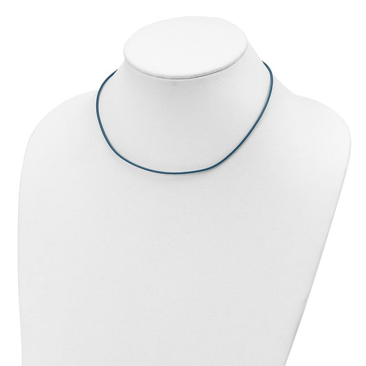 Halskette aus kornblumenblauem Lederband aus Sterlingsilber, 1,5 mm