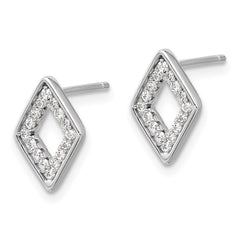Rhodium-plated Silver CZ 7in Bracelet 18in Necklace Post Earrings Set