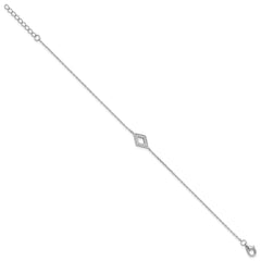 Rhodium-plated Silver CZ 7in Bracelet 18in Necklace Post Earrings Set