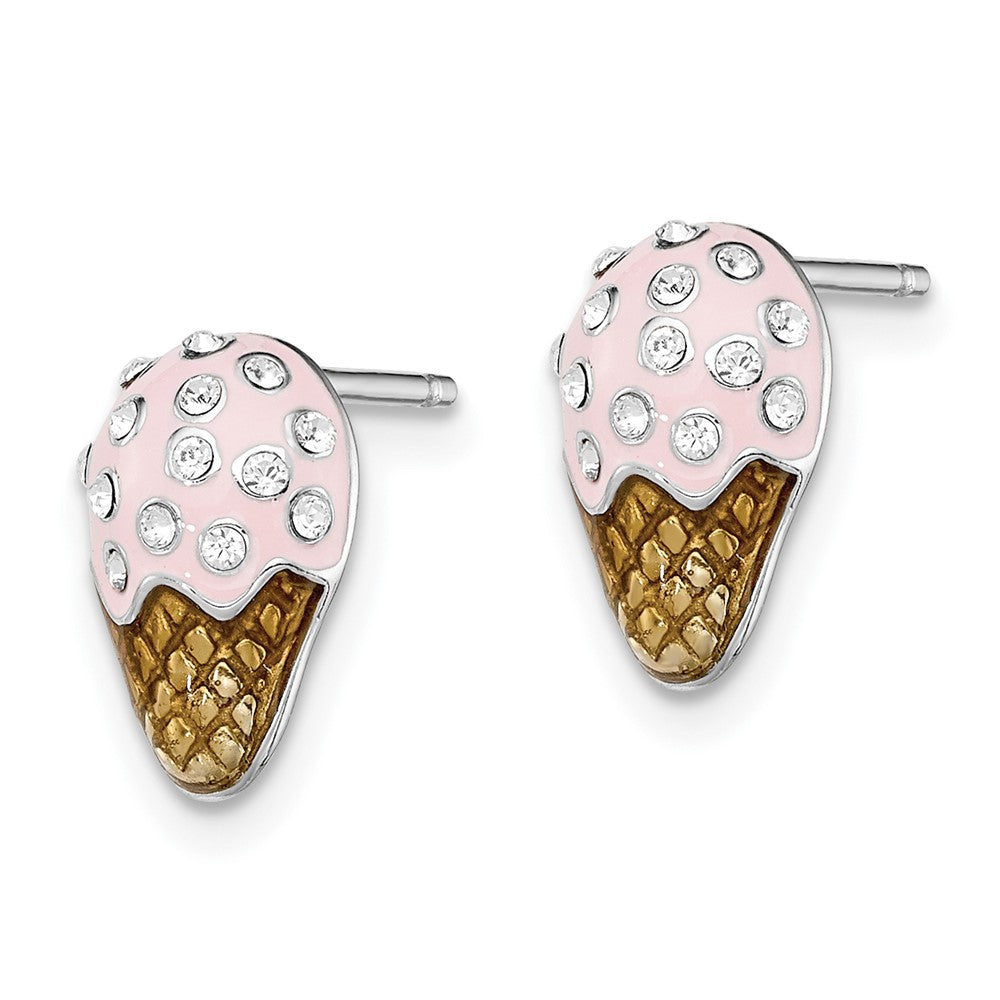 Rhodium-plated Sterling Silver Madi K Enamel and Crystal Ice Cream Earrings