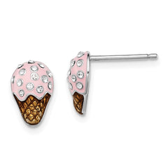 Rhodium-plated Sterling Silver Madi K Enamel and Crystal Ice Cream Earrings