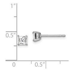 Rhodium-plated Sterling Silver Madi K 4mm Square CZ Stud Earrings