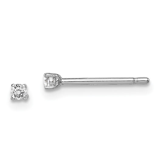 Rhodium-plated Sterling Silver Madi K 2mm Round CZ Stud Earrings