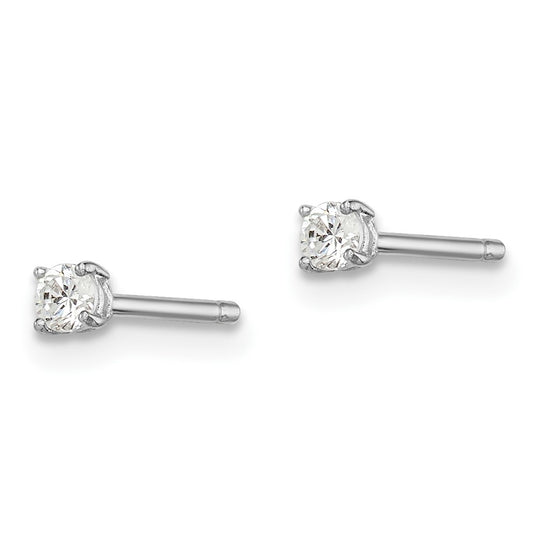 Rhodium-plated Sterling Silver Madi K 2.5mm Round CZ Stud Earrings