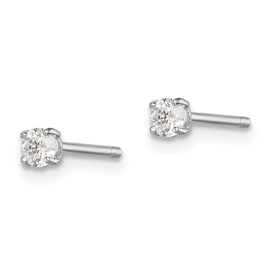 Rhodium-plated Sterling Silver Madi K 3mm Round CZ Stud Earrings