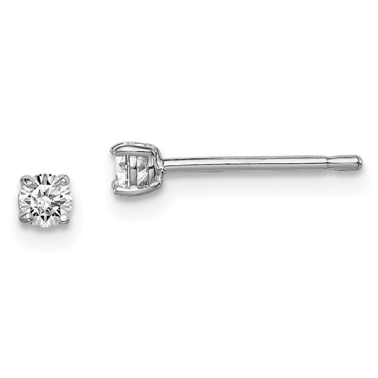 Rhodium-plated Sterling Silver Madi K 3mm Round CZ Stud Earrings