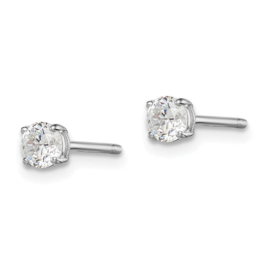 Rhodium-plated Sterling Silver Madi K 4mm Round CZ Stud Earrings