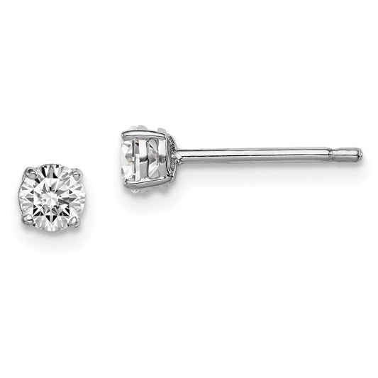 Rhodium-plated Sterling Silver Madi K 4mm Round CZ Stud Earrings