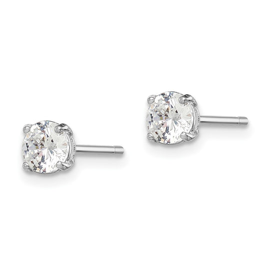 Rhodium-plated Sterling Silver Madi K 5mm Round CZ Stud Earrings