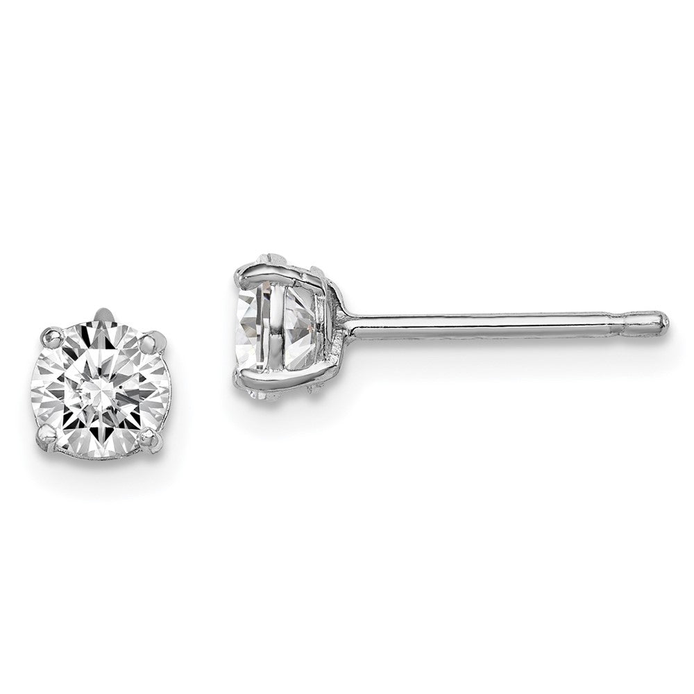 Rhodium-plated Sterling Silver Madi K 5mm Round CZ Stud Earrings