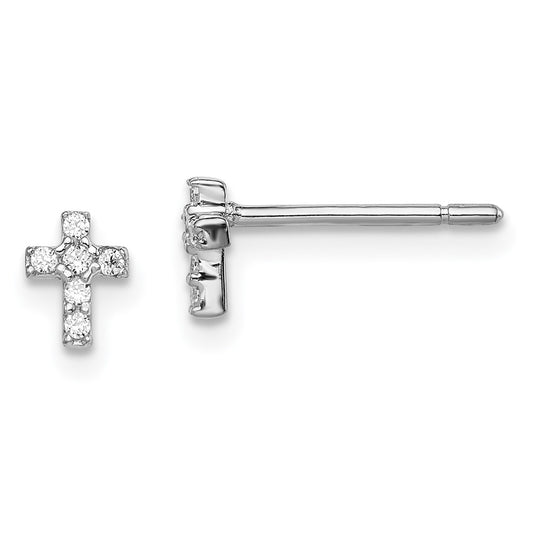 Rhodium-plated Sterling Silver Madi K CZ Children's Cross Post Earrings