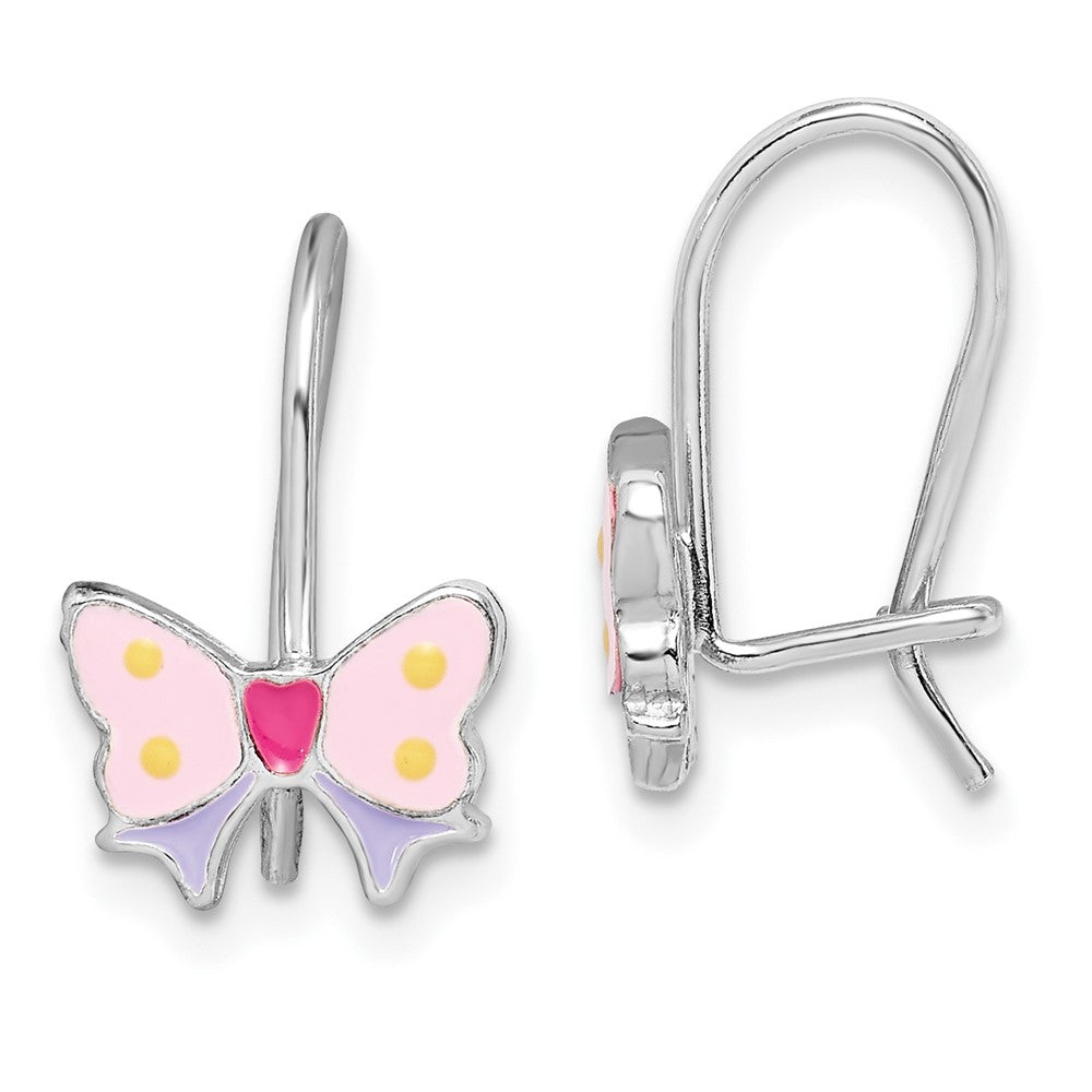 Sterling Silver Madi K Enameled Butterfly Kidney Wire Earrings