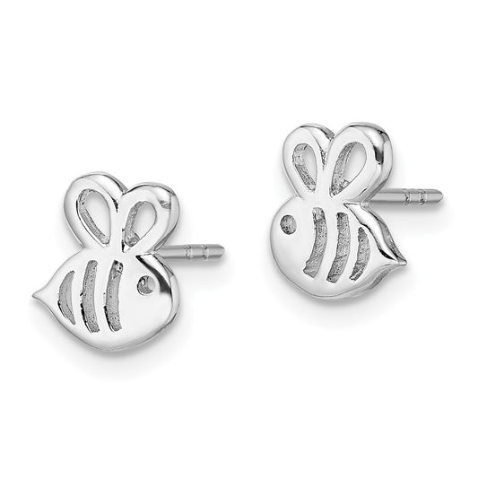 Rhodium-plated Silver Madi K Bumble Bee Post Earrings