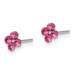 Sterling Silver Madi K Post Crystal Pink Flower Earrings