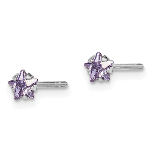Sterling Silver Madi K Purple Star CZ Post Earrings
