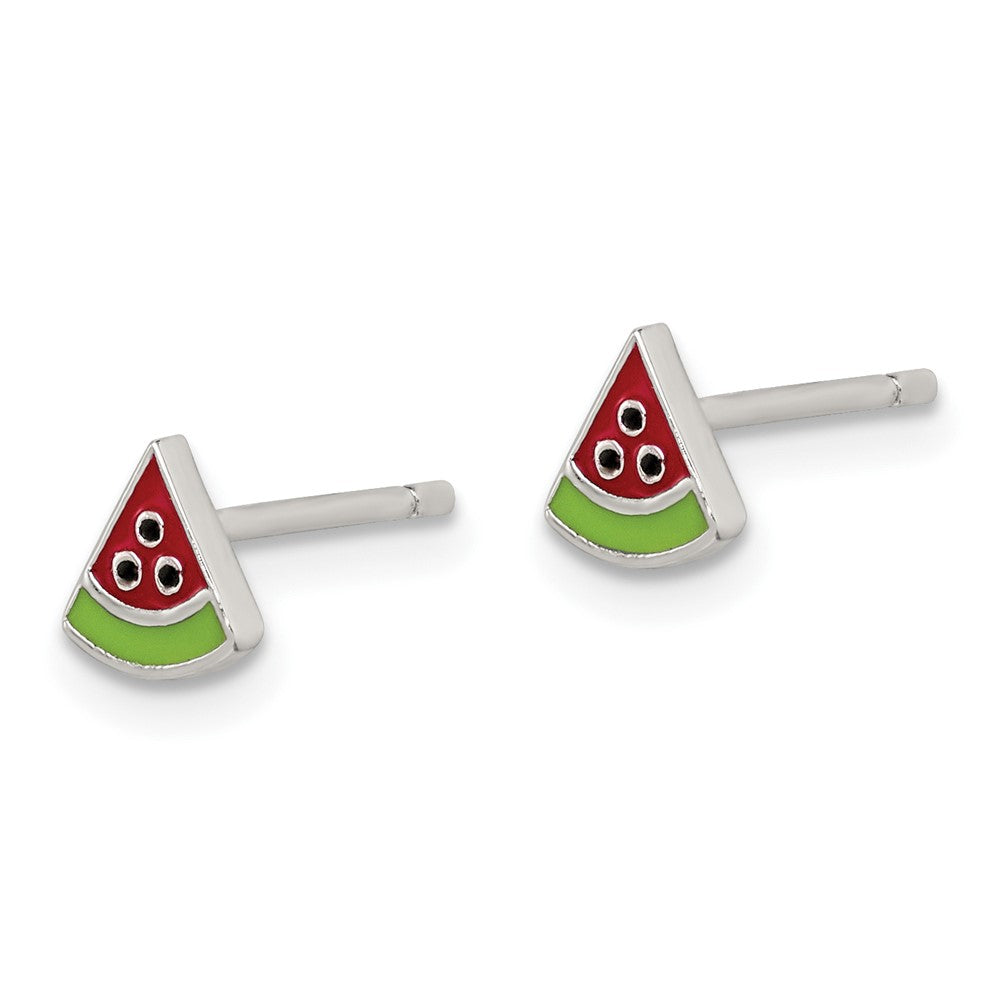 Sterling Silver Madi K Enameled Watermelon Post Earrings