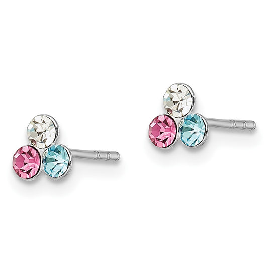 Rhodium-plated Silver Madi K Multi Colored Crystal Post Earrings