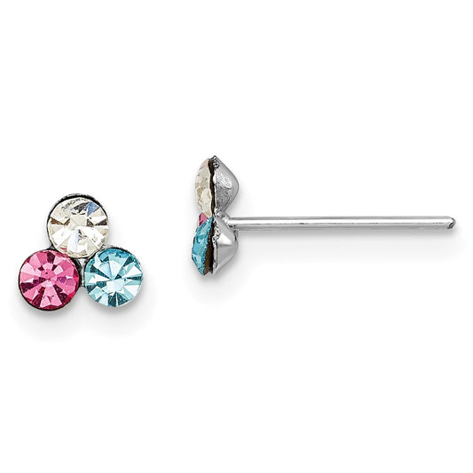 Rhodium-plated Silver Madi K Multi Colored Crystal Post Earrings