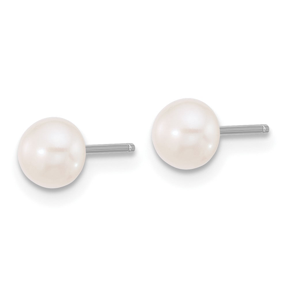 Rhodium-plated Silver White FWC Pearl 18in Necklace Post Earrings Set