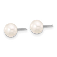 Rhodium-plated Silver FWC Pearl Dangle 18in Necklace Post Earrings Set