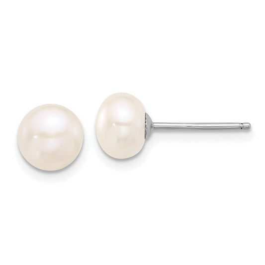 Rhodium-plated Silver FWC Pearl Dangle 18in Necklace Post Earrings Set