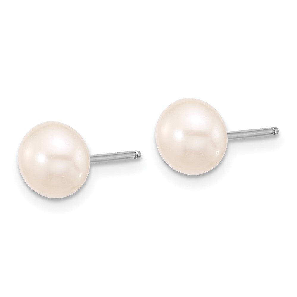 Rhodium-plated Silver FWC Pearl Dangle 18in Necklace Post Earrings Set