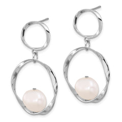 Rhodium-plated Silver 10-11mm FWC Pearl with 1.75in Necklace Earring Set