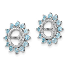 Rhodium-plated Sterling Silver Diamond & Swiss Blue Topaz Earrings Jacket