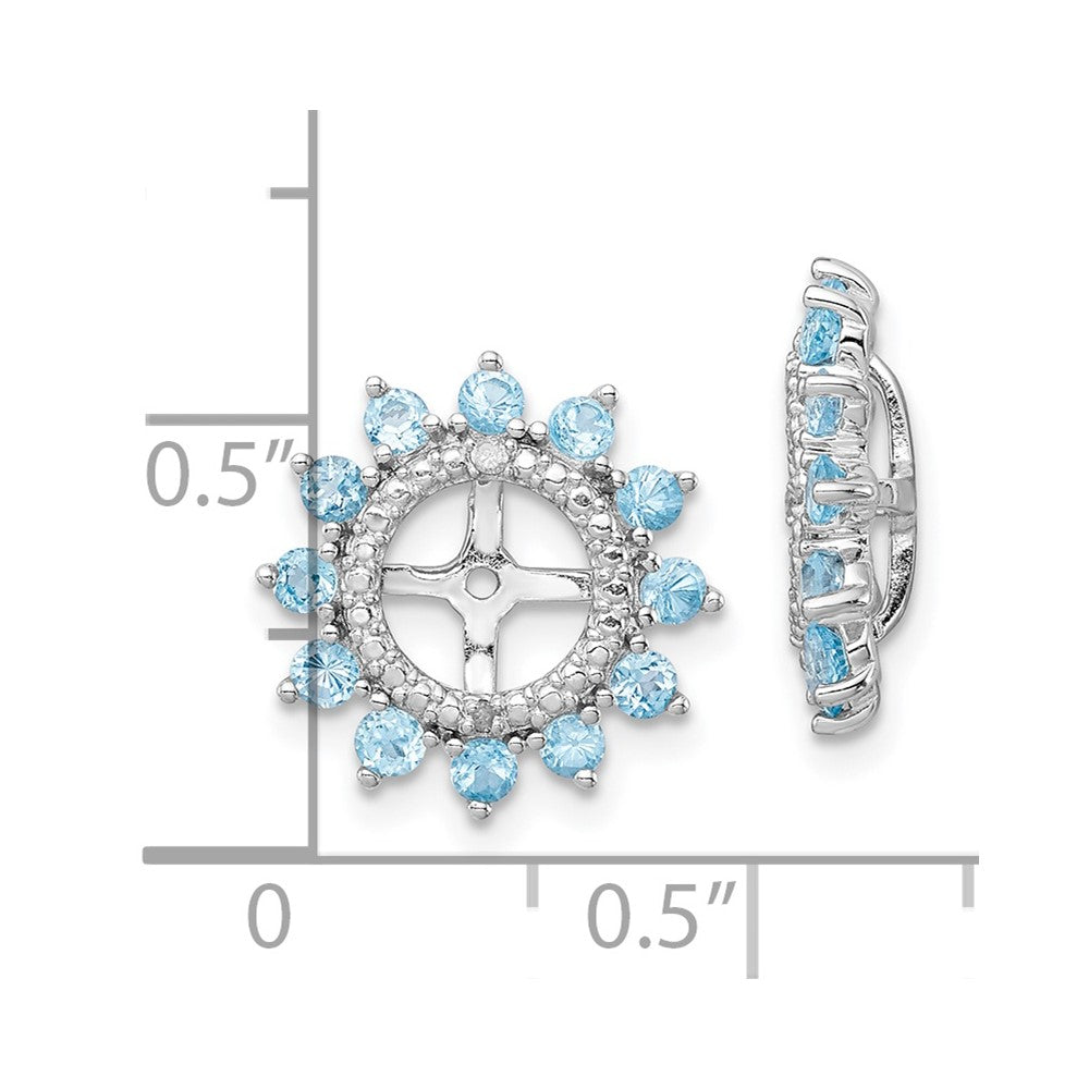 Rhodium-plated Sterling Silver Diamond & Swiss Blue Topaz Earrings Jacket