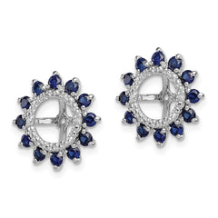 Rhodium-plated Sterling Silver Diamond & Created Sapphire Earrings Jacket