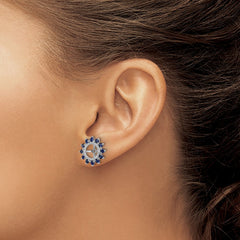 Rhodium-plated Sterling Silver Diamond & Created Sapphire Earrings Jacket