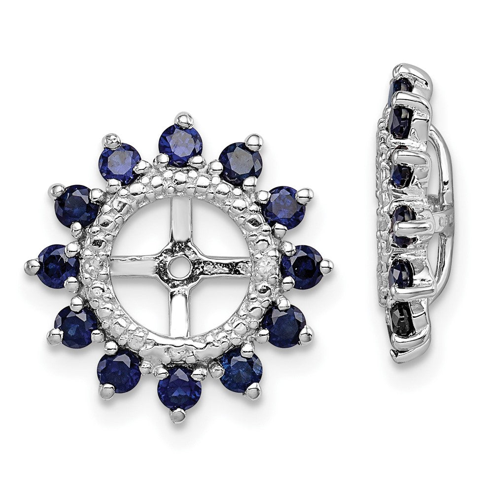 Rhodium-plated Sterling Silver Diamond & Created Sapphire Earrings Jacket