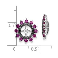 Rhodium-plated Sterling Silver Created Ruby & Black Sapphire Earrings Jacket