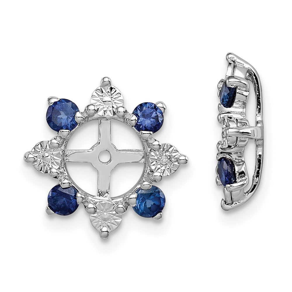 Rhodium-plated Sterling Silver Diamond & Created Sapphire Earrings Jacket