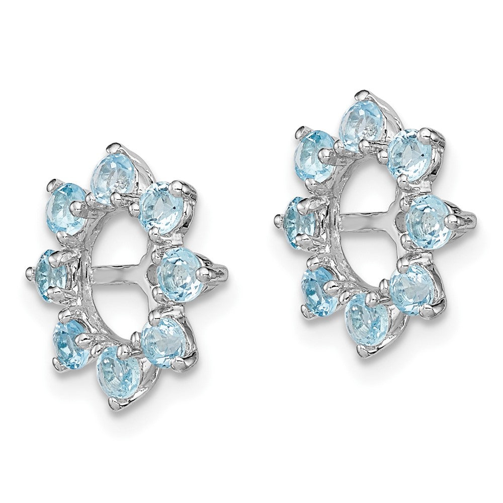 Rhodium-plated Sterling Silver Swiss Blue Topaz Earrings Jacket