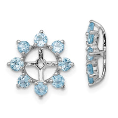 Rhodium-plated Sterling Silver Swiss Blue Topaz Earrings Jacket