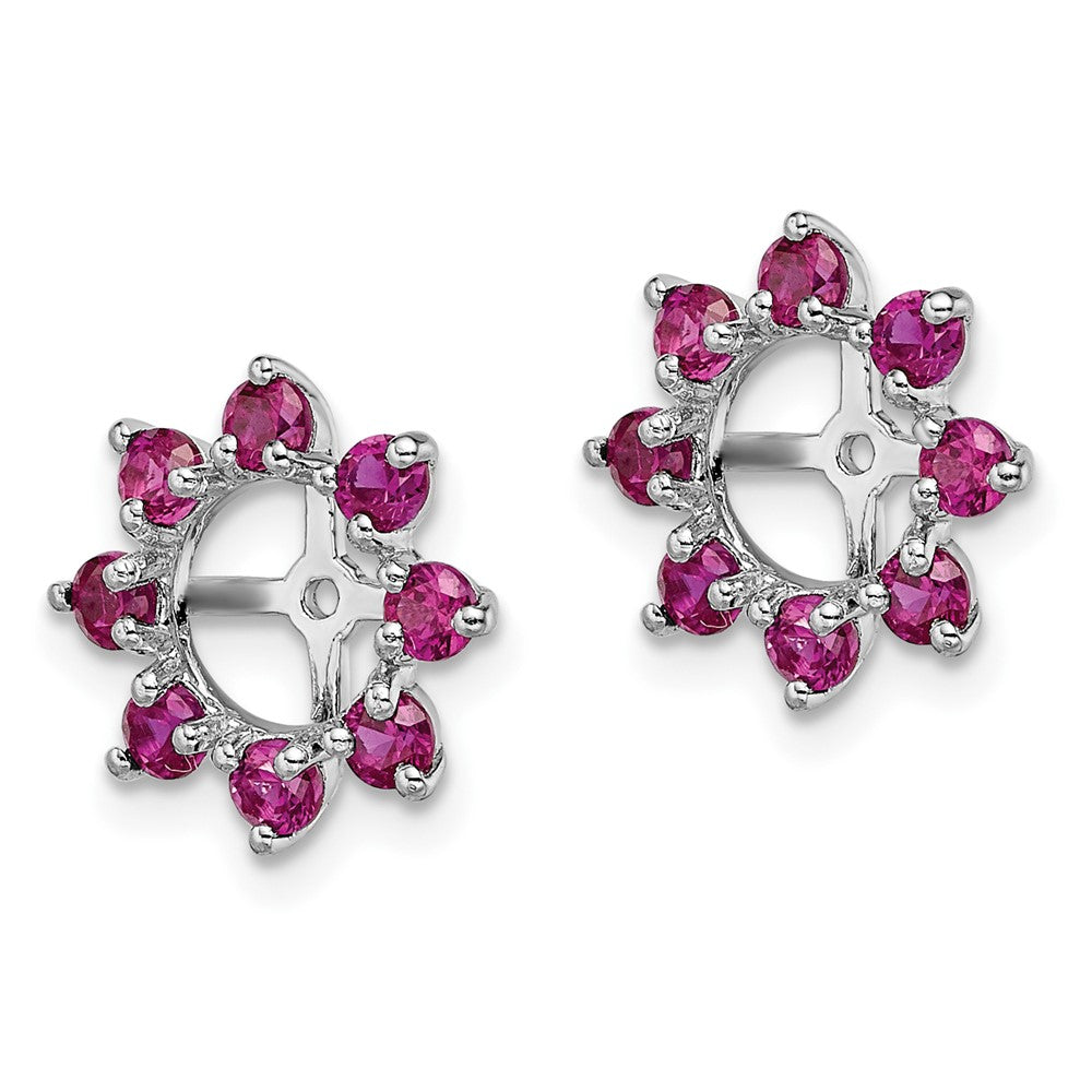 Rhodium-plated Sterling Silver Created Ruby Earrings Jacket