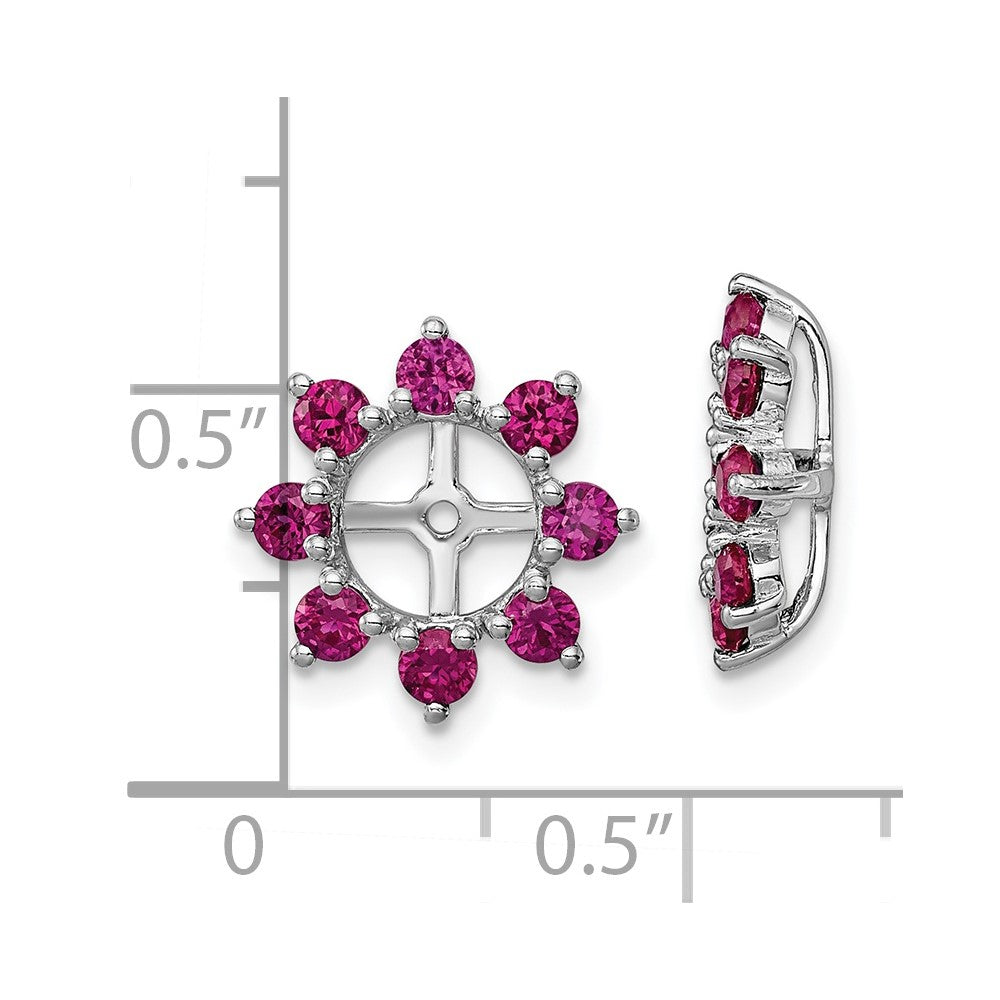 Rhodium-plated Sterling Silver Created Ruby Earrings Jacket
