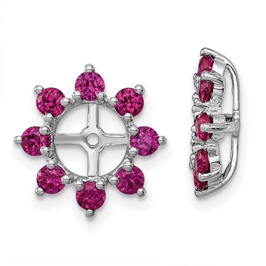 Rhodium-plated Sterling Silver Created Ruby Earrings Jacket