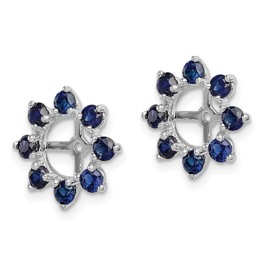 Rhodium-plated Sterling Silver Created Sapphire Earrings Jacket