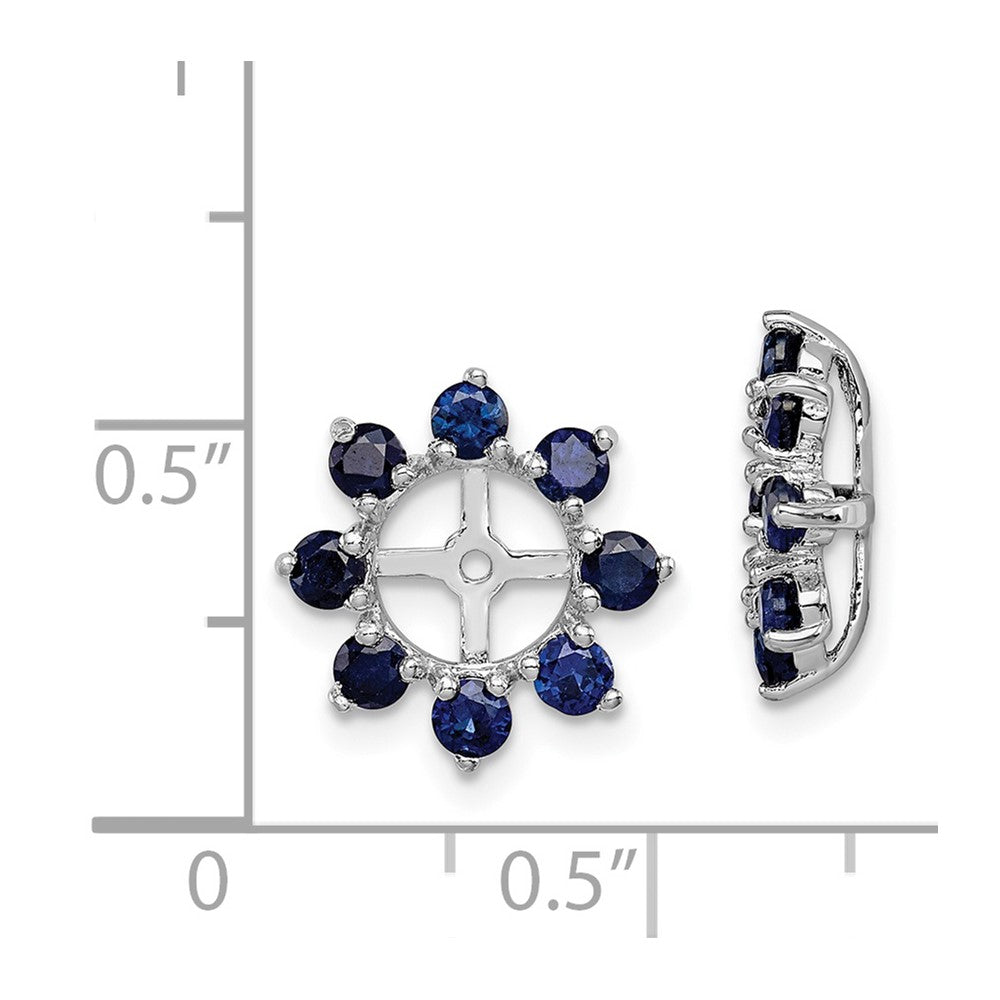 Rhodium-plated Sterling Silver Created Sapphire Earrings Jacket