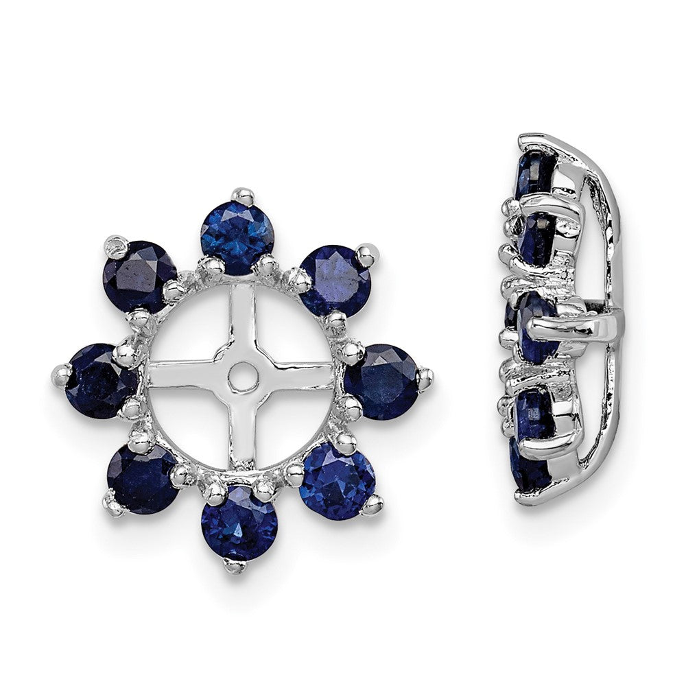 Rhodium-plated Sterling Silver Created Sapphire Earrings Jacket