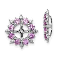 Rhodium-plated Sterling Silver Diamond & Created Pink Sapphire Earrings Jacket