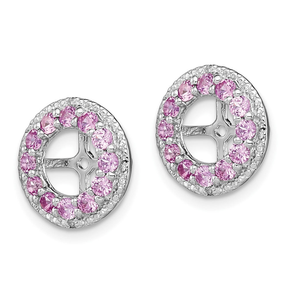 Rhodium-plated Sterling Silver Diamond & Created Pink Sapphire Earrings Jacket