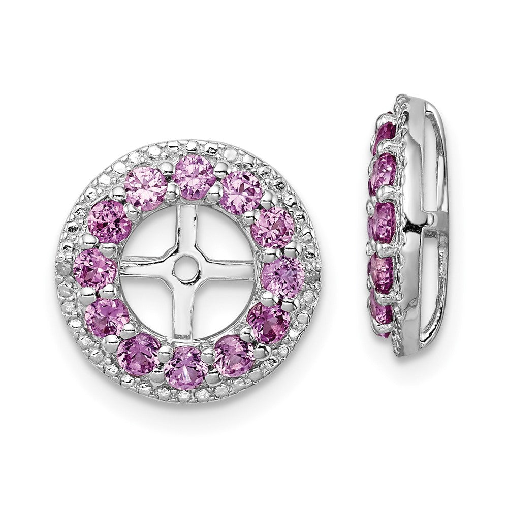 Rhodium-plated Sterling Silver Diamond & Created Pink Sapphire Earrings Jacket